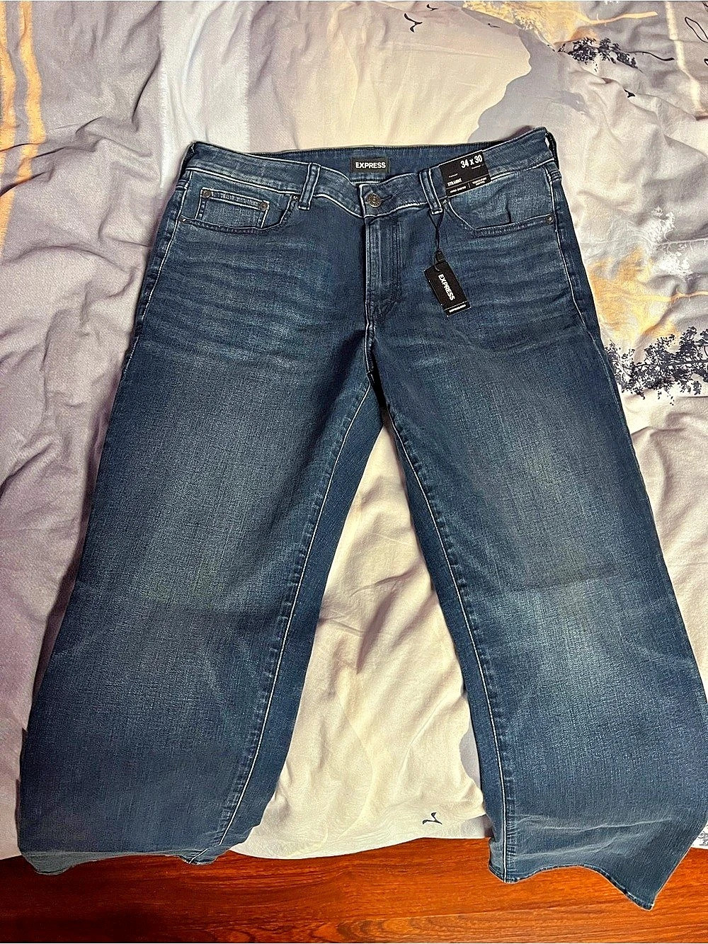 Express Men's Straight Hyper Stretch Jeans Blue Waist 34 x 30